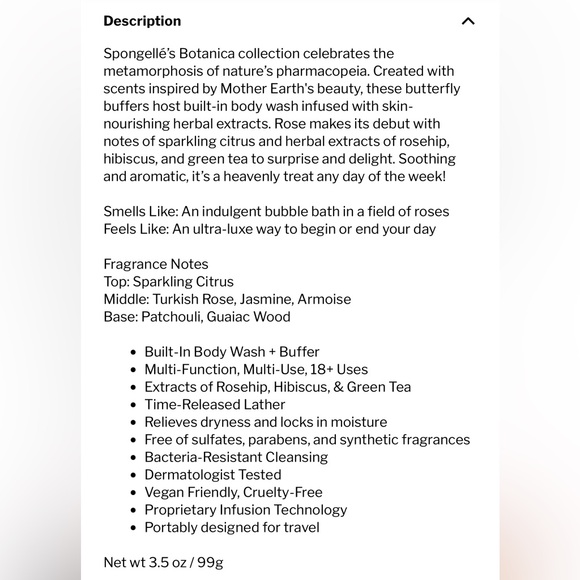 BOTANICA BY SPONGELLE Rosa - Rose
Body Wash Infused Buffer - Picture 10 of 13